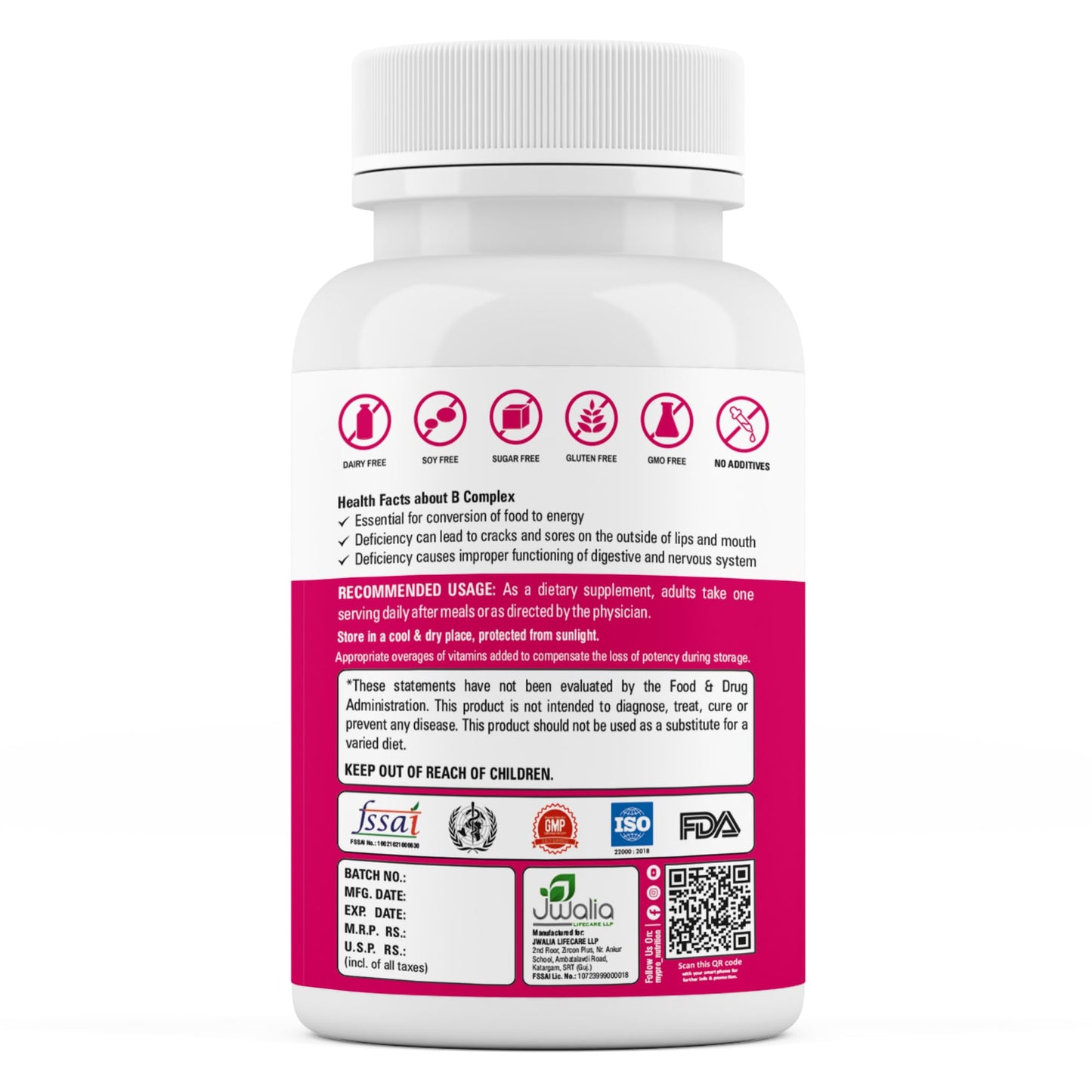 Mypro Sport Nutrition Vitamin B Complex, High Potency Formula Vitamins Heart Health-Nervous System Support-Supports Energy Metabolism-Vegan, Gluten-Free-120 Capsule For Men & Women