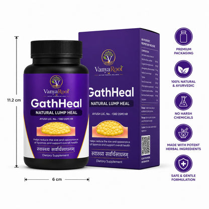 GathHeal Natural Lump Heal Supplement | Ayurvedic Herbal Wellness Formula for Overall Health Support | Premium Herbal Dietary Supplement | (Pack Of 60 Capsules)