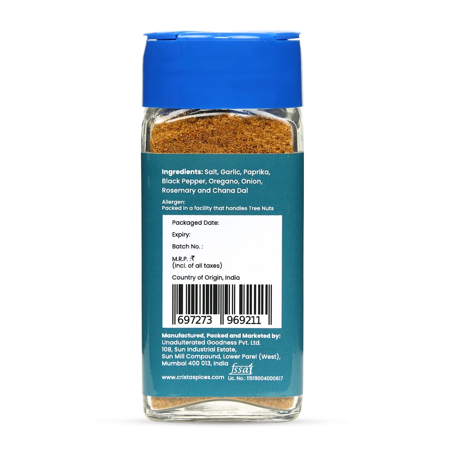 CRISTA 50 gms Grilled Vegetable Seasoning | BBQ Mixed Spices Blend | Multipurpose, Fresh & Flavourful | Zero added Colours, Fillers, Additives & Preservatives | Vegan