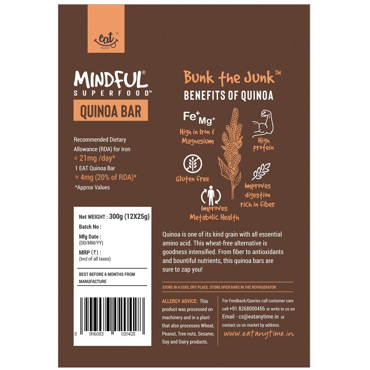 Eat Anytime Healthy Energy Quinoa Bar | Gluten Free & High Fiber | Ener- image 2