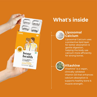 Nuvox Bone Health | Liposomal Calcium & Veg Vitamin D3 | Supports Strong Bones, Teeth & Mobility | 30 Veg Tablets