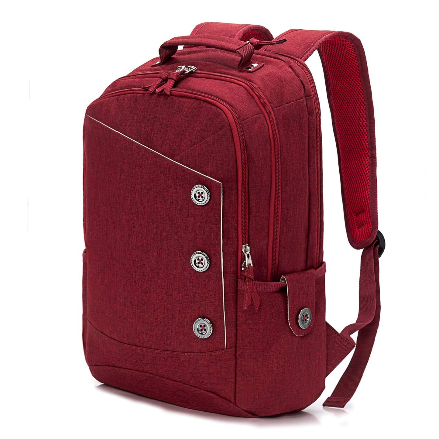 Kingslong 15.6 Inch Laptop Backpack Durable Linen Large Capacity Casual Daypack (red)