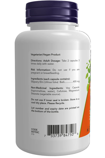 Now Foods Slippery Elm 400Mg 100Vcap- image 8
