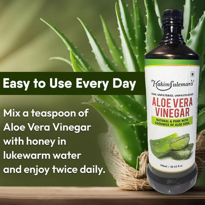 Hakim Suleman's Aloe Vera Vinegar – Organic, Natural Detox & Digestive Support, 100% Pure, Healthy Skin & Hair Care Supplement - 900 ml