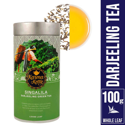Karma Kettle Singalila Darjeeling Green Tea Loose Leaf Tin, 100 gms