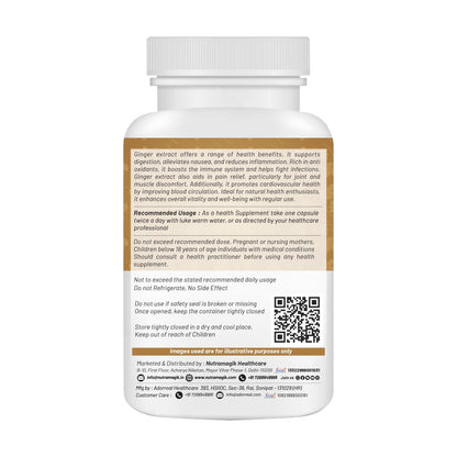Nutramagik Ginger Extract for Immunity Building- Support Antioxidant and Digestive Health (60 Capsules, 1)