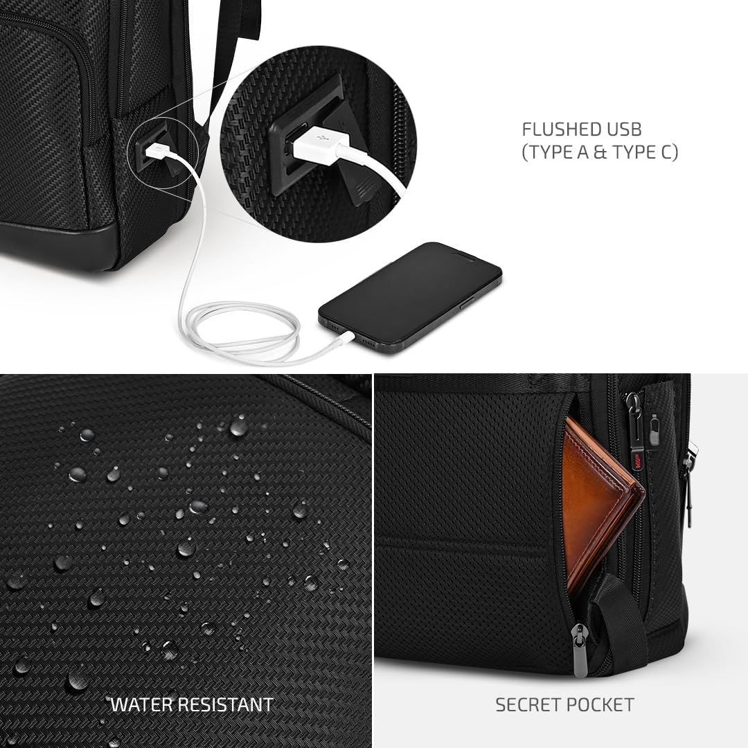 VIP Urban 17 Inch Compatible Laptop Backpack 20L | Water-Resistant with USB Charging Port | Padded Laptop Sleeve, 2 Compartments, Trolley Sleeve | Office & Travel Backpack for Men & Women (Black)