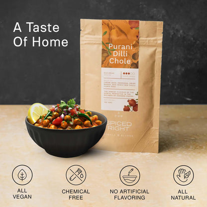 Spiced Right Purani Dilli Chole/Chana Masala Powder 100g | Authentic Punjabi Amritsari Pindi Style Masala for Chickpeas, Choley Bhature | No Onion Garlic | Traditional Indian Spice Blend
