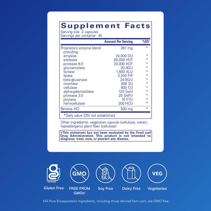 Digestive Enzymes Ultra w/ Betaine HCL 90 Caps By Pure Encapsulations