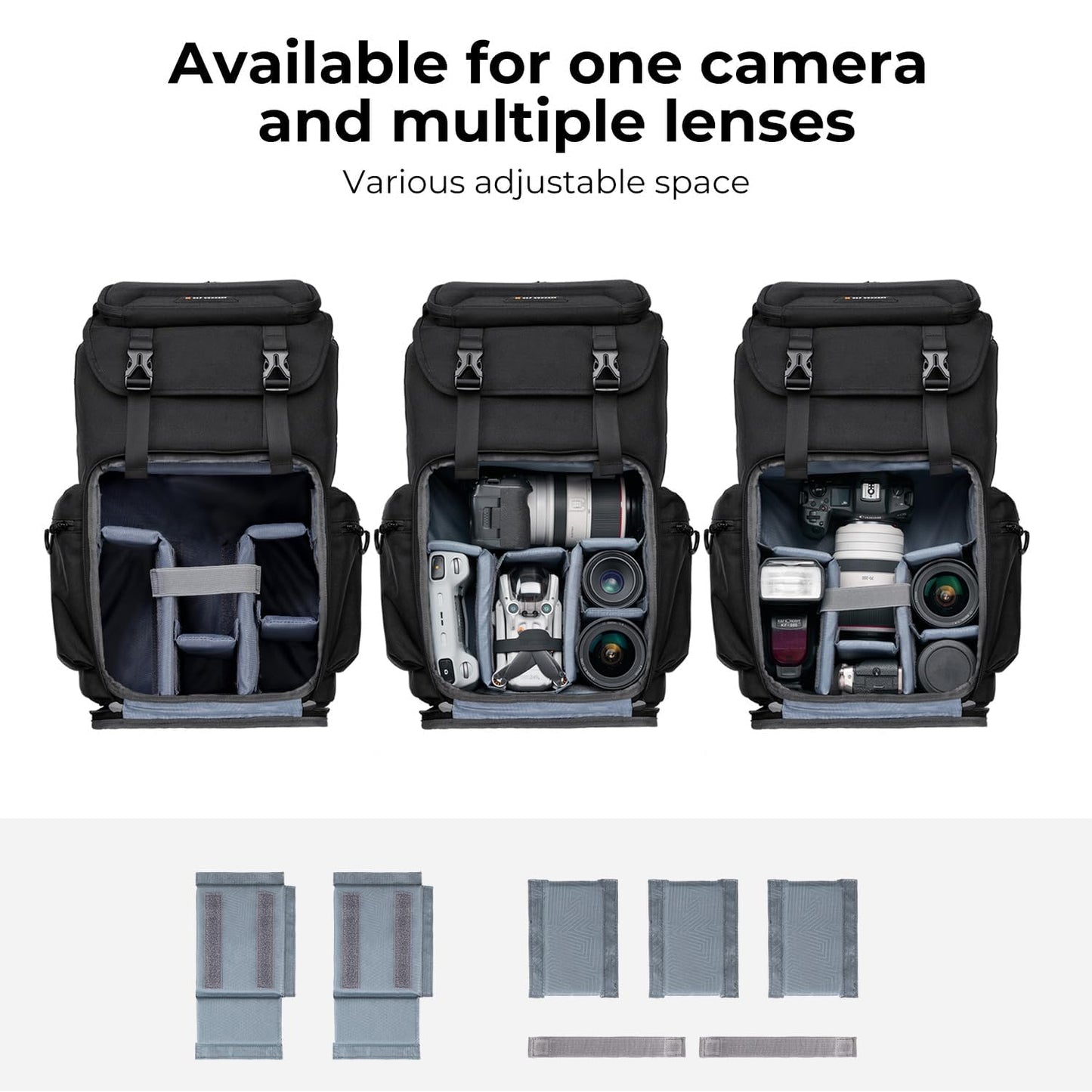 K&F Concept Camera Backpack, Hard Shell Camera Bag, Large Capacity Photography Backpack with 15.6" Laptop Compartment & Tripod Holder & Rain Cover, Bags for DSLR SLR Cameras and Accessories