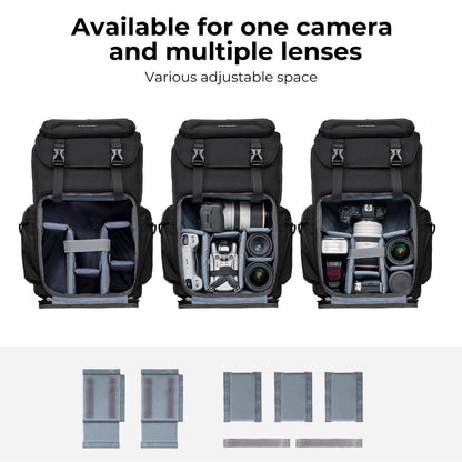 K&F Concept Camera Backpack, Hard Shell Camera Bag, Large Capacity Photography Backpack with 15.6" Laptop Compartment & Tripod Holder & Rain Cover, Bags for DSLR SLR Cameras and Accessories