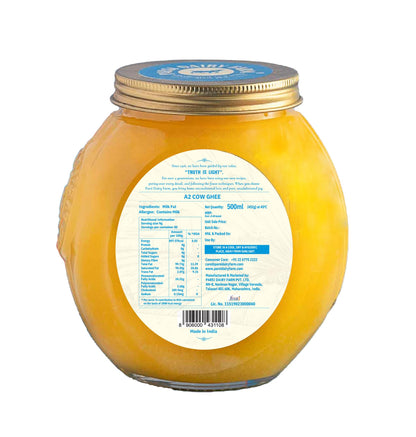 Parsi Dairy Farm Pure A2 Cow Ghee – Premium Desi Ghee, Rich Aroma, Danedar Granules,Preservative Free(500ml)