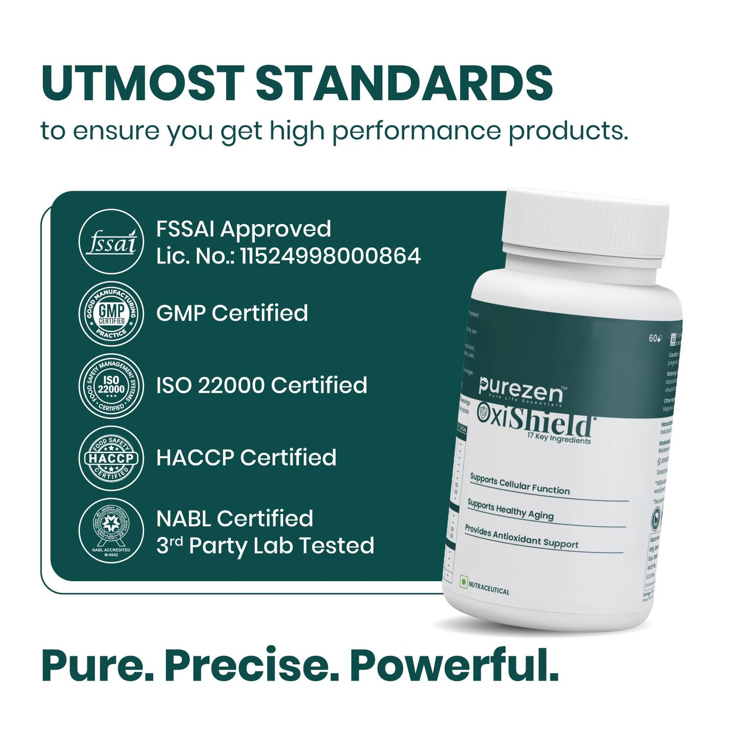 Purezen OxiShield | Powerful Multi-Antioxidant Supplement with Astaxanthin, Zeaxanthin, Lycopene, Turmeric & Alpha Lipoic Acid for Cellular Health & Healthy Aging | 60 Capsules