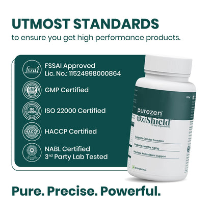 Purezen OxiShield | Powerful Multi-Antioxidant Supplement with Astaxanthin, Zeaxanthin, Lycopene, Turmeric & Alpha Lipoic Acid for Cellular Health & Healthy Aging | 60 Capsules