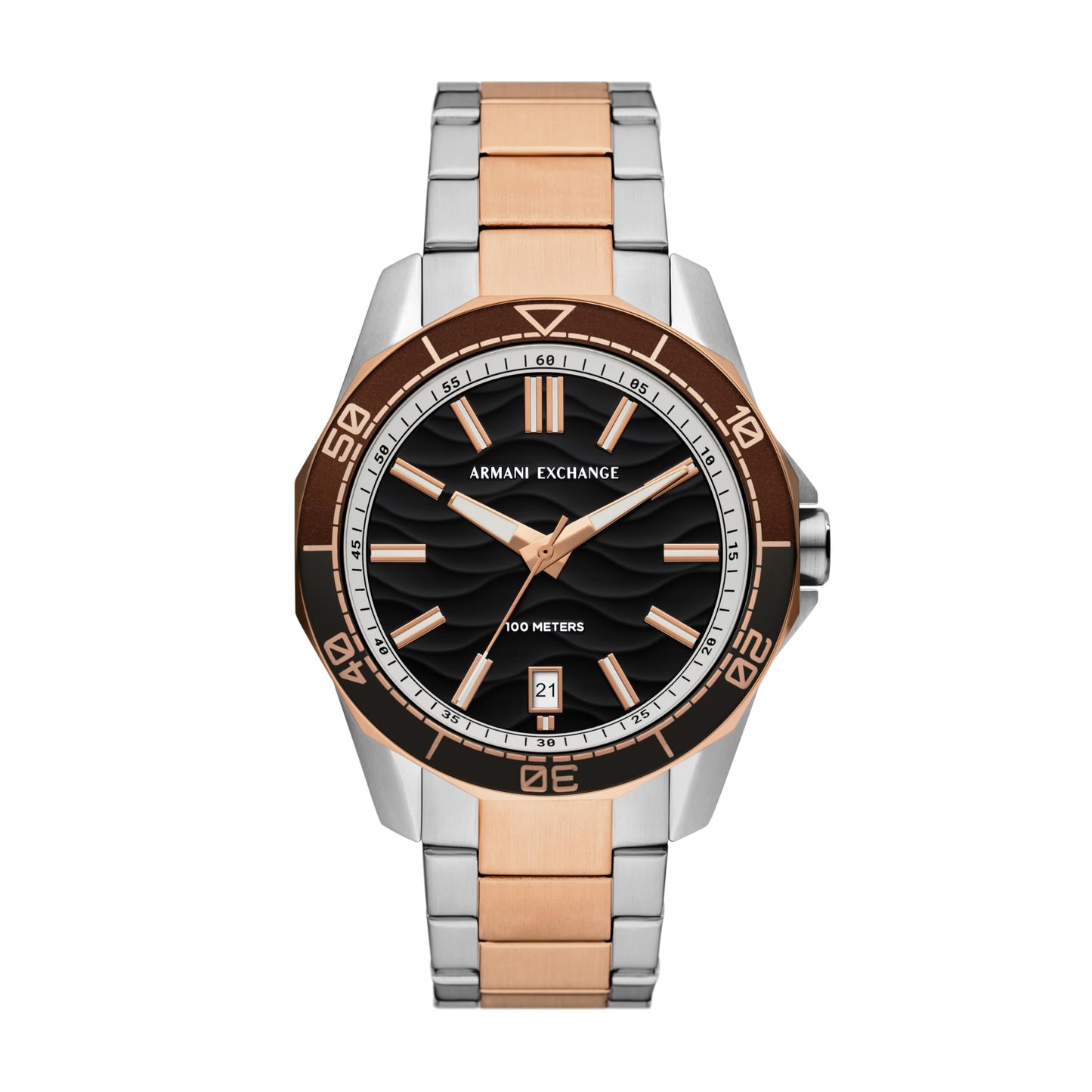 Armani Exchange Stainless Steel Analog Men's Watch-Ax1962, Dial-Color:Black, Band Color:Two-Tone