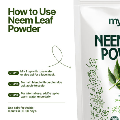 MYHERB 100% Natural Neem Leaf Powder || 227 Gm/0.5 Lbs || Healthy Hair & Hair Cleanser || Skin Face Packs || For Man And Women