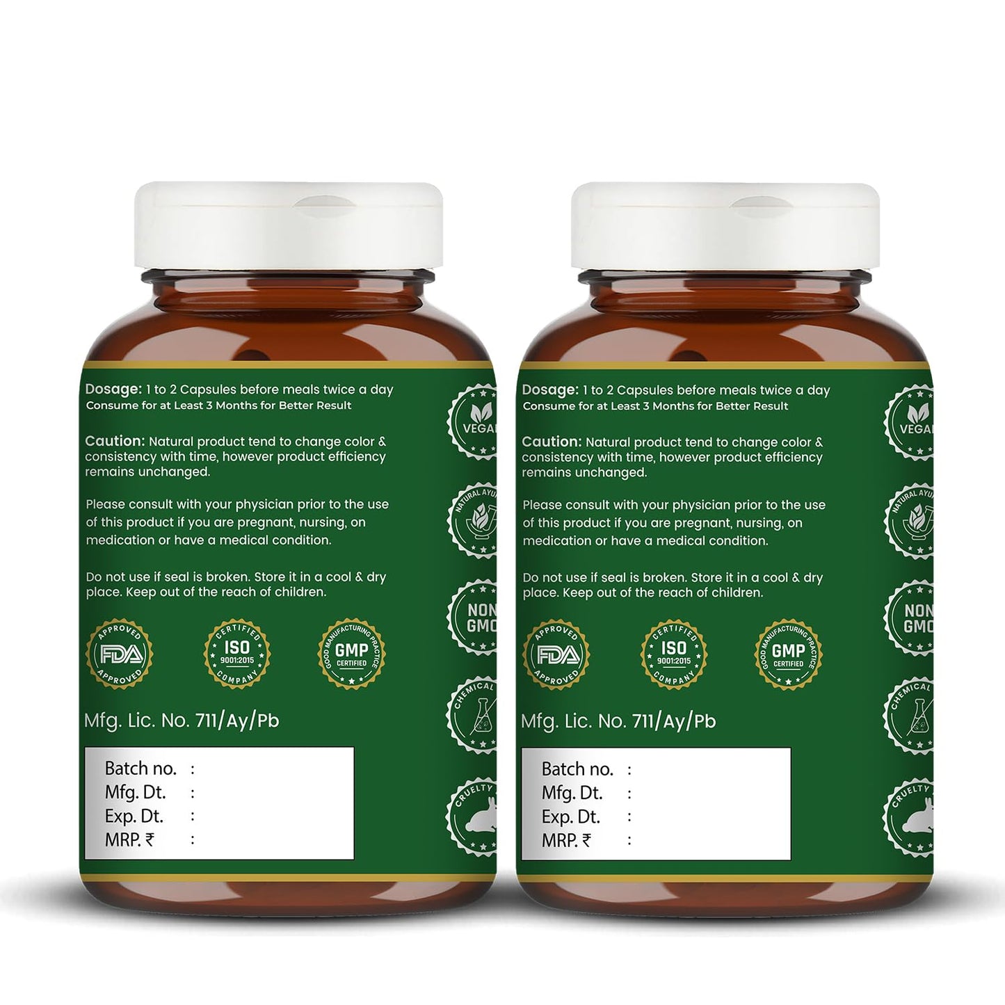 VEDIKROOTS Garcinia Cambogia 120 Veg Capsules (Pack of 2) | Herbal Dietary Supplement | Plant-Based Formula | Daily Wellness | Suitable for Men & Women