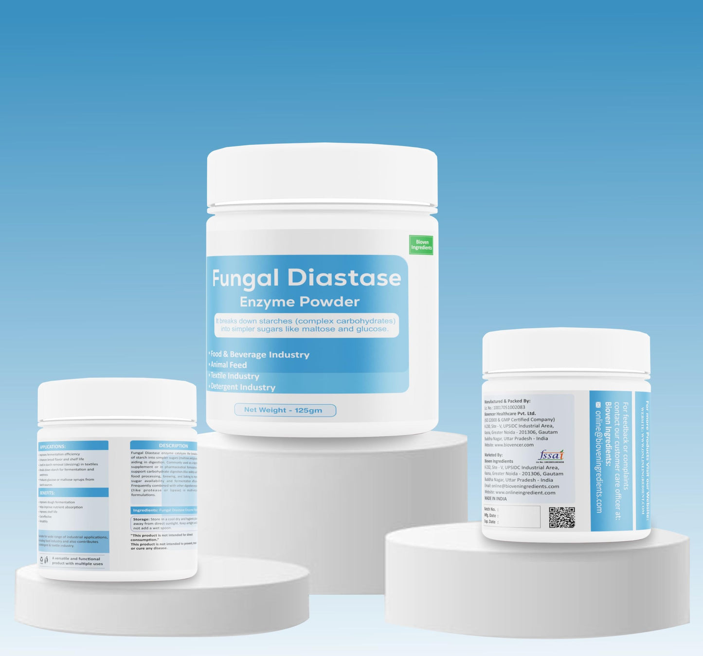 Fungal Diastase Enzyme Powder by Bioven Ingredients, Non-GMO Supplement,Helps in Dough Fermentation, Dietary Supplements/Food and Beverages
