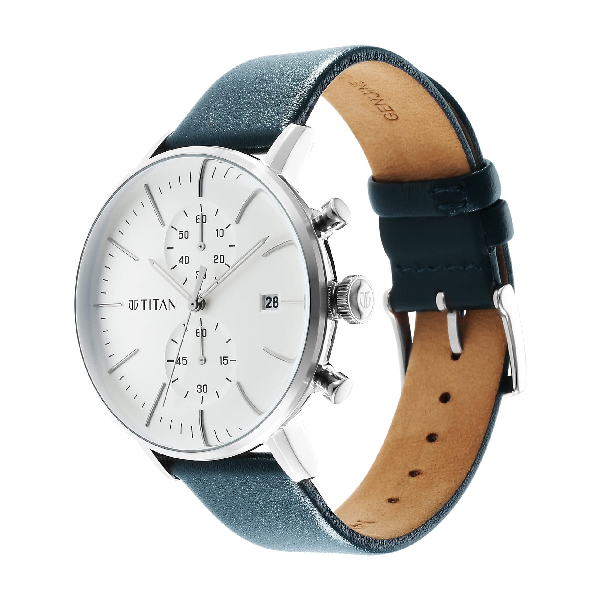 Titan Infinity Display Quartz Chronograph with Date Silver Dial Dark T- image 10