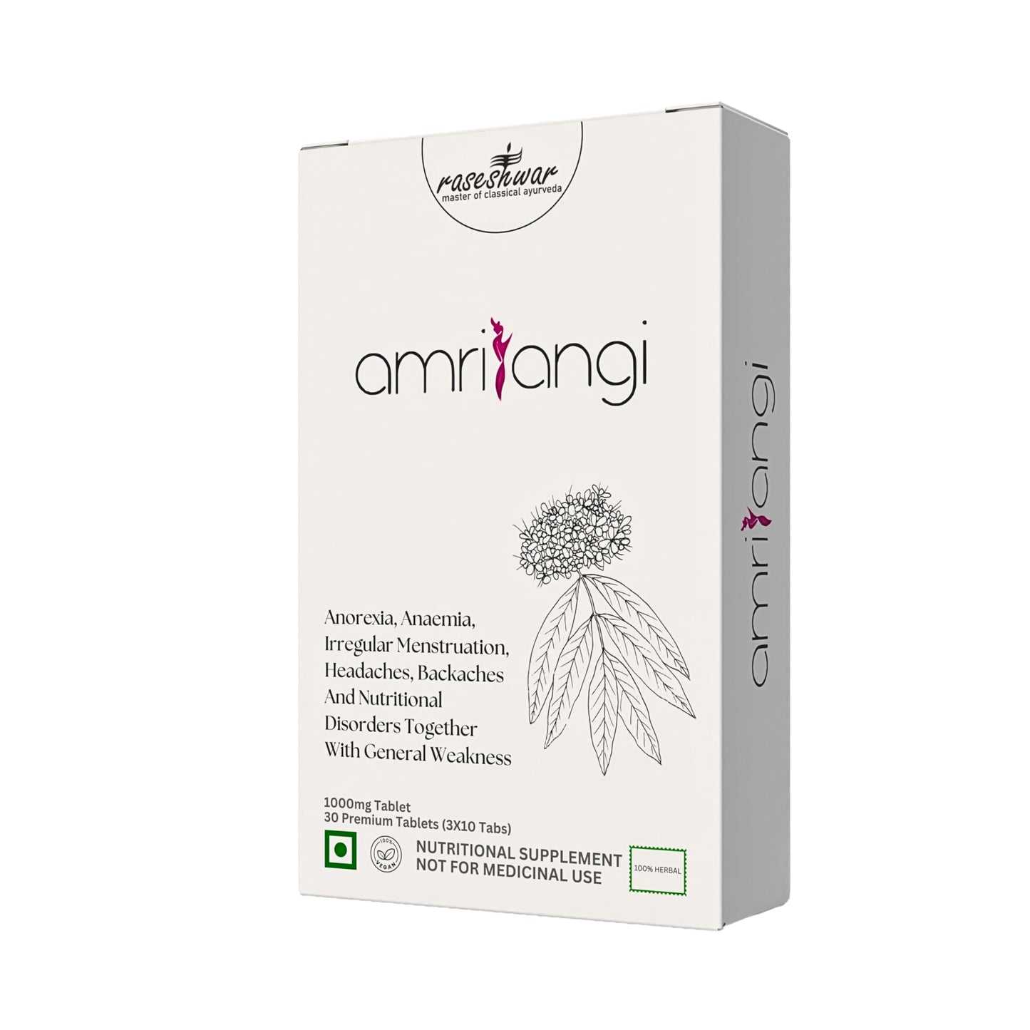 Raseshwar Amritangi Female Hormone Support | Herbal Supplement | Tablets | Helps Balance Hormones, Support Mood & Energy Levels | 1000mg | Pack of 1