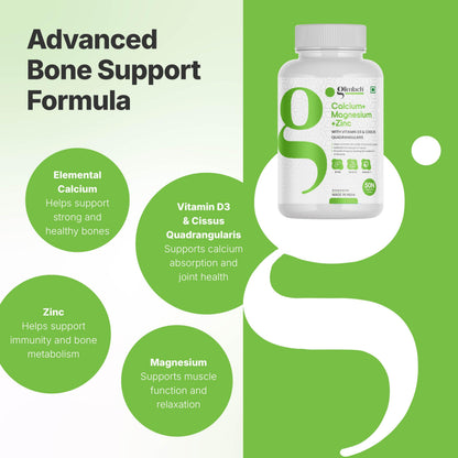 GLIMLACH Calcium Magnesium Zinc with Vitamin D3 | Nutrient Tablets for Men and Women | Combination of Minerals and Vitamin D3 Tablets | Mineral and Vitamin Tablet Pack | 50 Tablets Pack