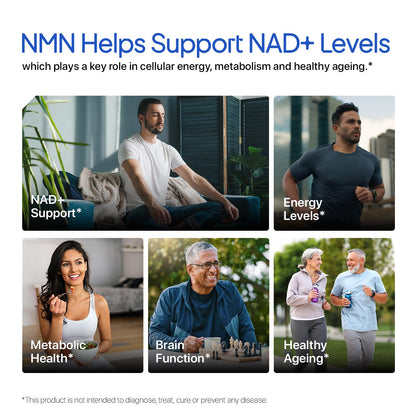 NMN Supplement 1000 mg | 99% Pure NMN for Anti-Aging, NAD+ Boost & Cellular Energy | High Absorption Nicotinamide Mononucleotide | Longevity & DNA Repair Support | 60 Capsules