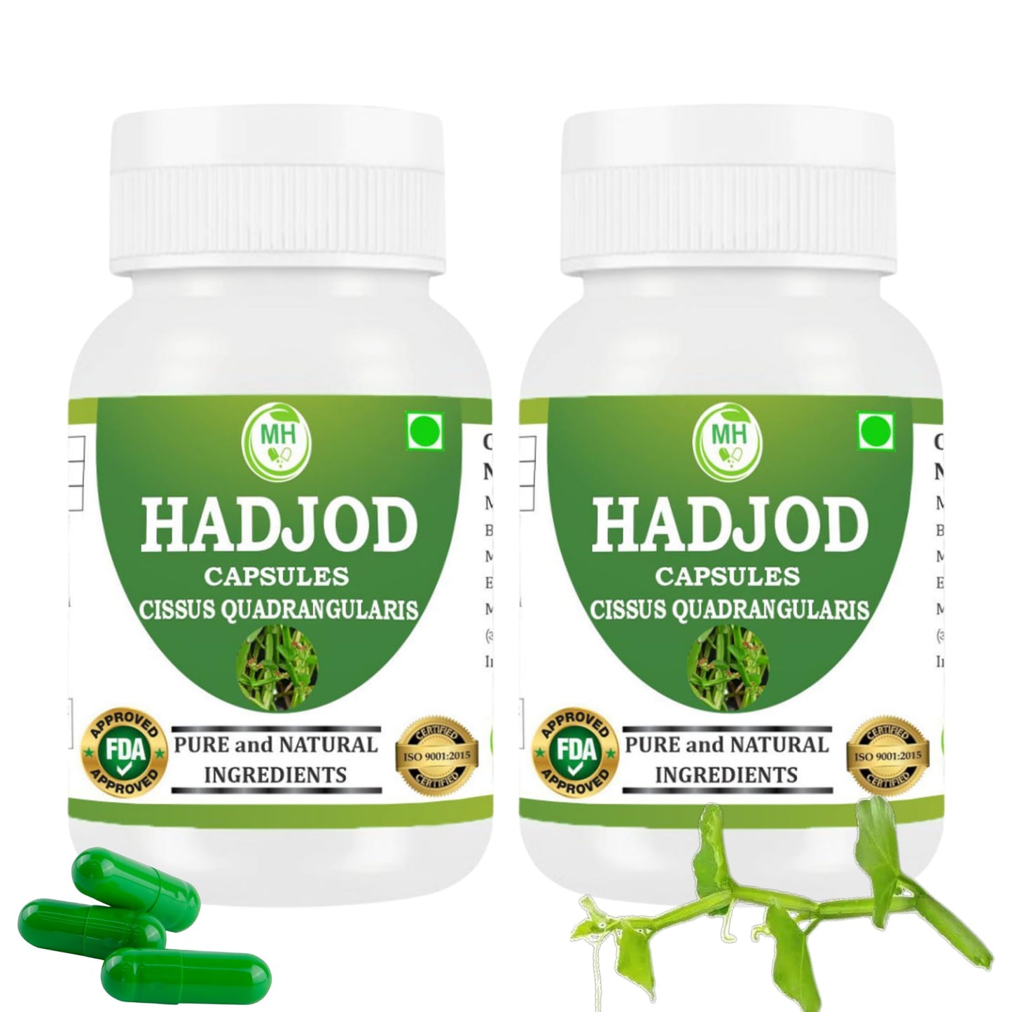 MORSAN HEALTHCARE | Hadjod Capsules 500mg – 60 Count | 2 Pack | Vegetarian | Plant-Based | Herbal Supplement | No Artificial Additives | Gluten-Free | Organic |