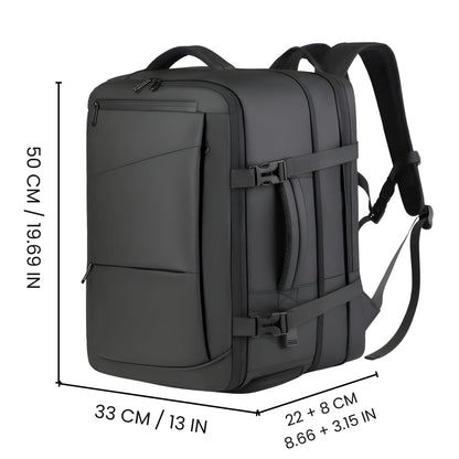 LYFCO Expandable Travel Backpack - Black | For Men & Women | Large Capacity Laptop Bag | Waterproof Oxford Fabric | Shoe Compartment, Wet-Dry Separation & USB Charging | Business & Travel Backpack