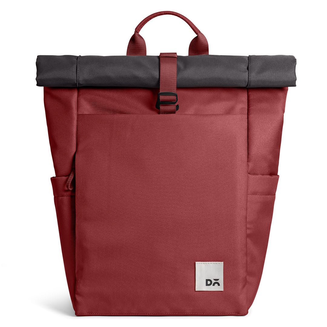 DailyObjects PET Charcoal-Red Clay Miles Roll Top Backpack (17L) for Office & Daily Use| 100% Recycled | Travel Bag | Fit any Laptop Upto 14 Inch | Multifunctional Adjustable Straps & G-Hook closure