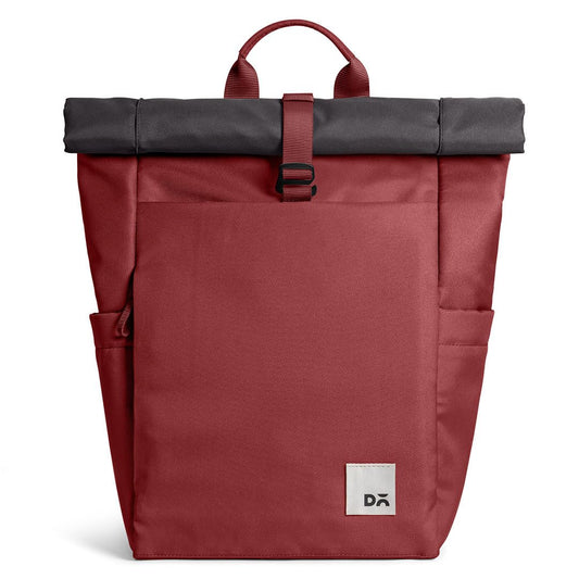 DailyObjects PET Charcoal-Red Clay Miles Roll Top Backpack (17L) for Office & Daily Use| 100% Recycled | Travel Bag | Fit any Laptop Upto 14 Inch | Multifunctional Adjustable Straps & G-Hook closure