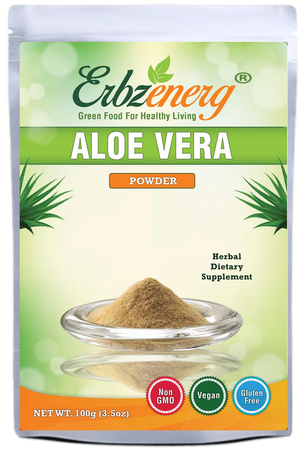 ERBZENERG 100% Natural Aloe vera Powder(Aloe barbandensis) 100g (Pack of 1)