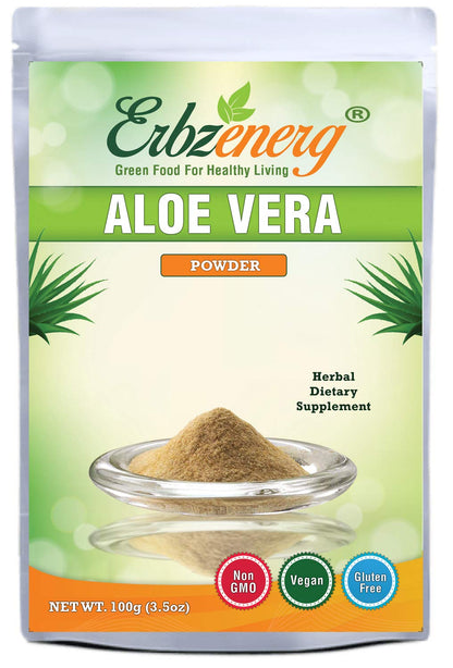 ERBZENERG 100% Natural Aloe vera Powder(Aloe barbandensis) 100g (Pack of 1)