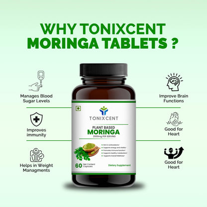 TONIXCENT Anti-Inflammatory Nutrition Duo | Curcumin & Moringa Capsules | Reduces Inflammation, Boosts Energy & Immunity | 60+60 Vegan Capsules