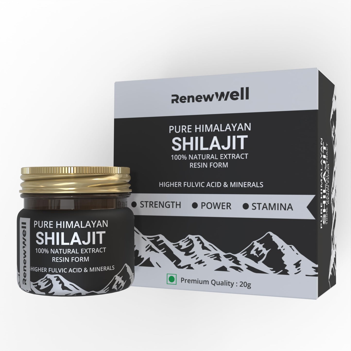 Renewwell Pure Himalayan Shilajit Resin form | Boost Stamina Improve Performance | Safe Shilajit For Men High Energy (20 gm)