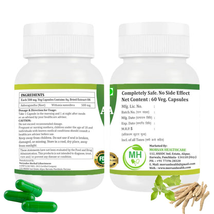 Morsan's Ashwagandha (Withania sominfera) Capsules, Pack of 60 x 500 mg. Veg. Capsules (2)