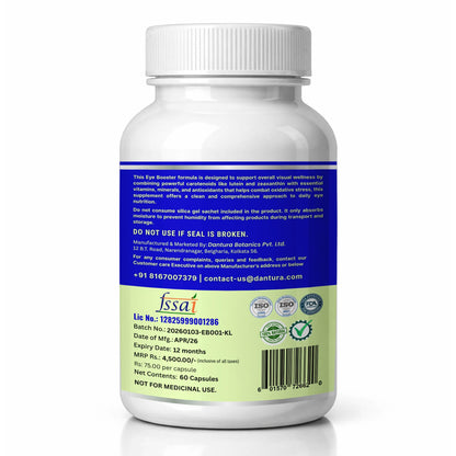 NIT Eye Booster 500mg Vegetable Capsules | Lutein & Zeaxanthin with Vitamins, Minerals & Antioxidants | Supports Visual Wellness & Nutrient Utilization | Dantura Botanics (60)