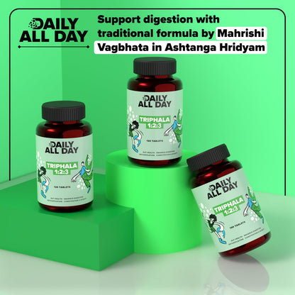 Daily All Day Triphala 1 2 3 Ratio Tablets 120 for Constipation, Acidit- image 9