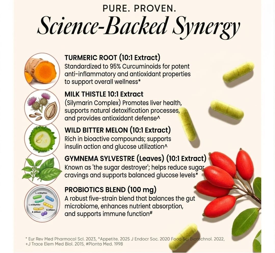 Berberine Supplement for PCOS and Insulin Resistance with Milk Thistle, Ceylon Cinnamon, Turmeric & Gymnema | Supports Metabolic Wellness | 60 Capsules
