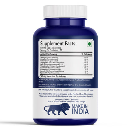 FITNESSVEDA Lung Detox+ Supplement | Respiratory Wellness & Immune Support |Organic & Plant Based | Clears Congestion, Supports Breathing Comfort, Improves Lung Health & Daily Cleanse | Pack of 1 – 60 Capsules