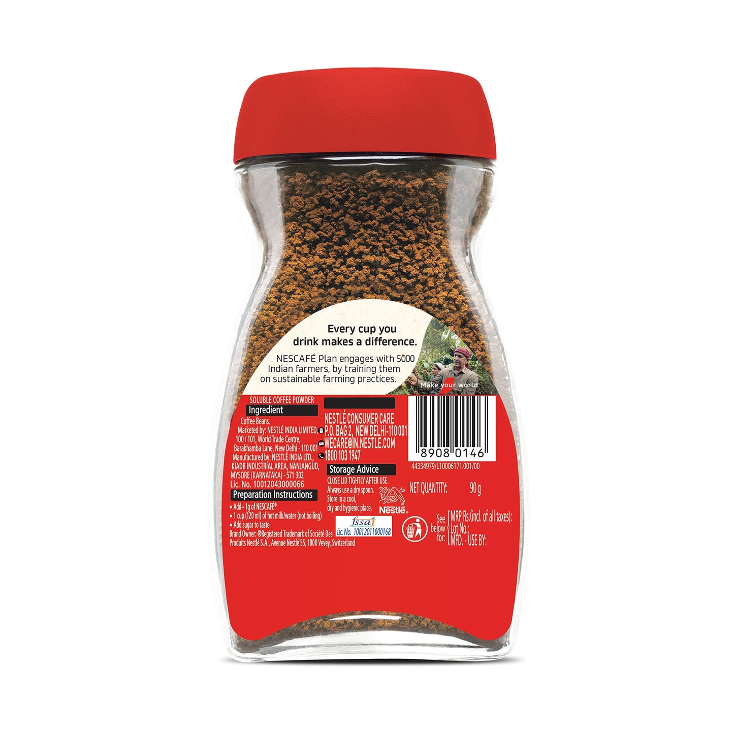 NESCAFE Classic Instant Coffee Powder | Great start to your morning | 100% Pure Coffee | 90g Jar