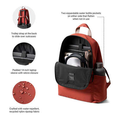 DailyObjects Water Resistant Pivot Lunar Daypack Bag for Men & Women|Fits 13/14 inch Laptop/Macbook Pro/Air iPad|Lightweight| Backpack (19L)|Office Use/Travel|Multi Compartments|Red