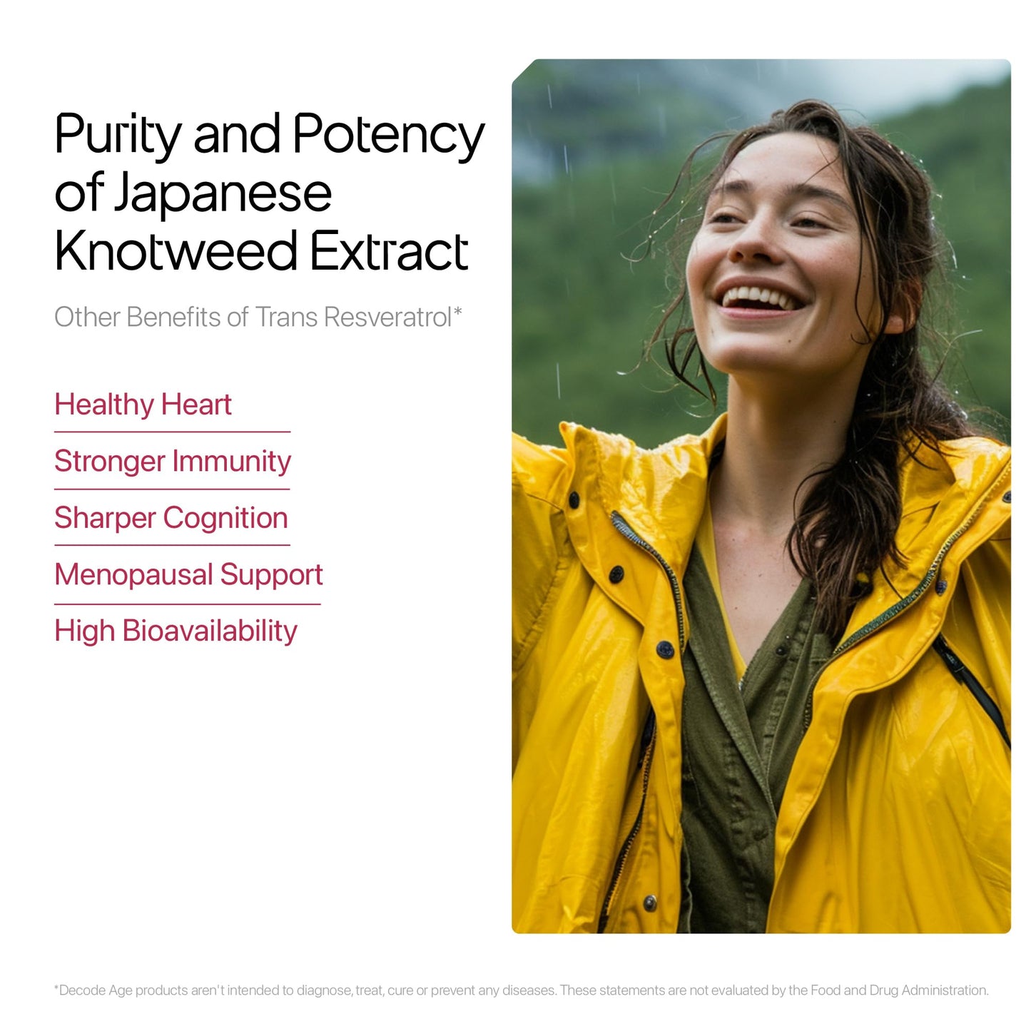 Decode Age Trans Resveratrol Supplement, Powerful Antioxidant for Anti-Ageing, Anti-Inflammatory,Metabolism & Heart Health, 250mg, 60 Veg Capsules