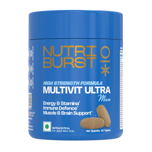 Multivit Ultra Tablets for Men | High Strength US Formula | Immunity, Muscle & Brain Support | 60+ Premium Nutrients | Veg Supplement | 60 Tablets