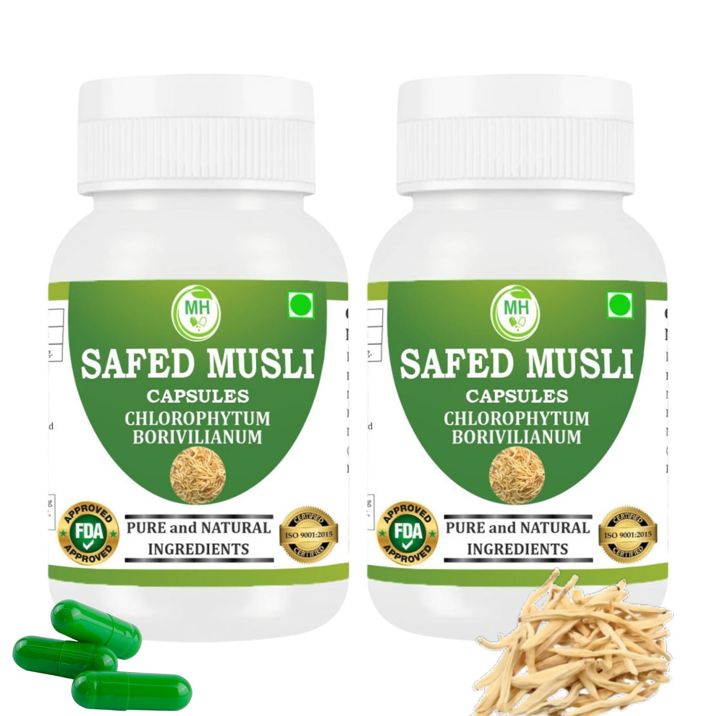 Morsan Healthcare SAFED MUSALI Capsules – 60 Veg Capsules | Pure Asparagus Adscendens Extract | Natural Ayurvedic Herbal Supplement | Plant-Based Wellness Formula (pack of 2)