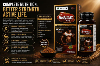 Bodymax Malt Nutritional Health Supplement | Malt-Based Dietary Food Supplement with Vitamins & Minerals | Supports Daily Nutritional Intake | 400 g