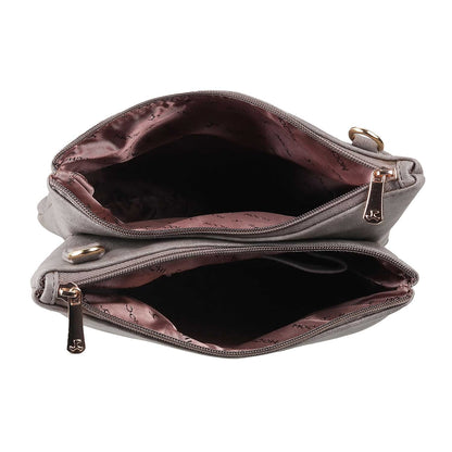 Mochi Women Grey Zip Top Sling Bag (66-7211)