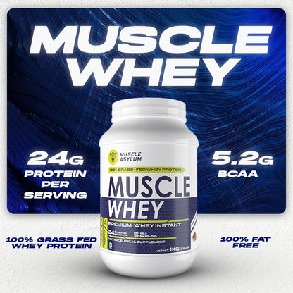 Muscle Asylum Premium Whey Protein | 1kg, 25 Servings | Kesar Pista | W- image 7