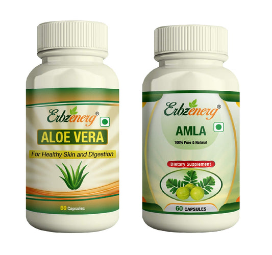 ERBZENERG® Aloevera Extract (Aloe barbadensis) and Amla (Phyllanthus emblica) 60 Capsule 500 mg