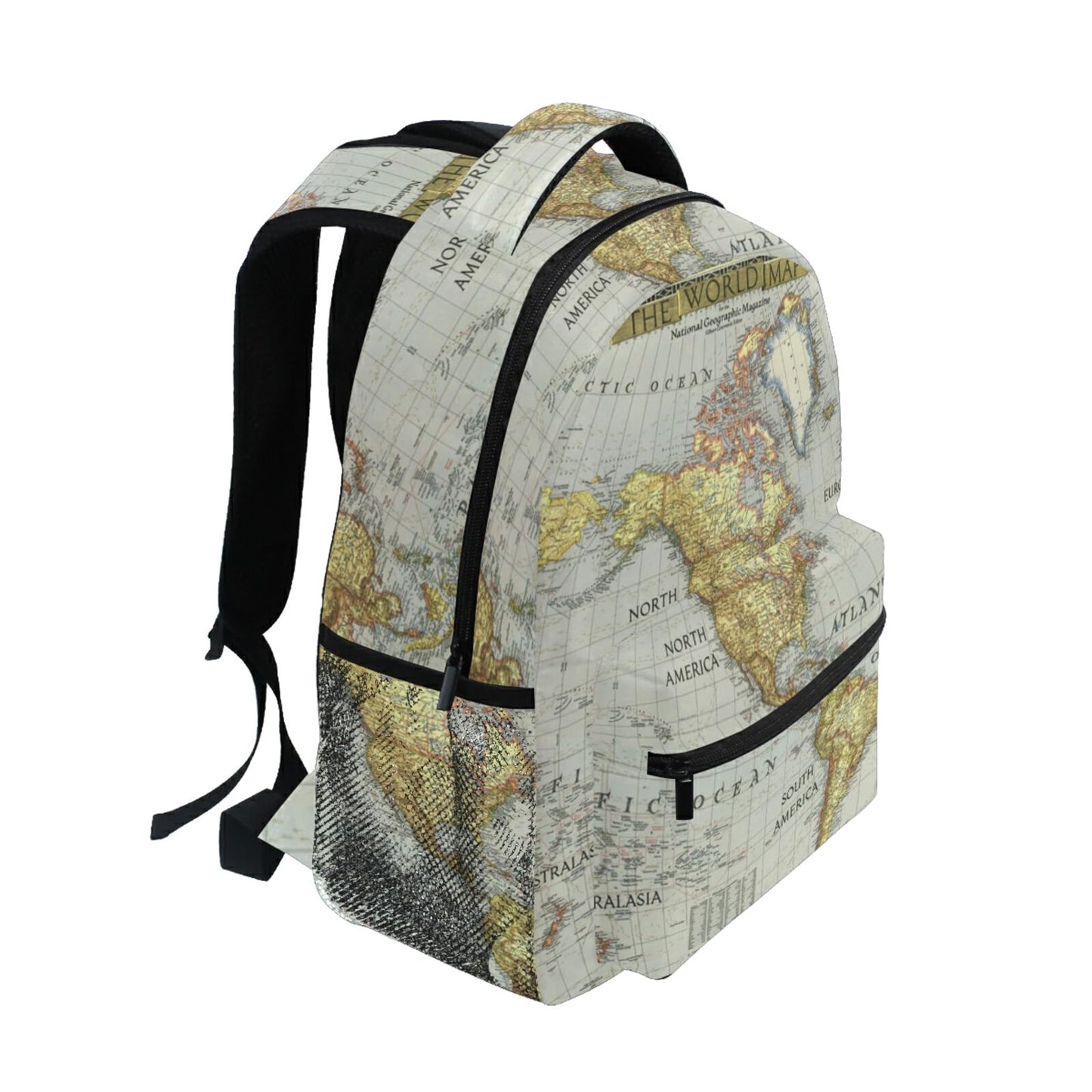 Nander Backpack Travel World Map Painting School Bookbags Shoulder Laptop Daypack College Bag for Womens Mens Boys Girls, World Map, 11.4x6.9x16in, Daypack Backpacks