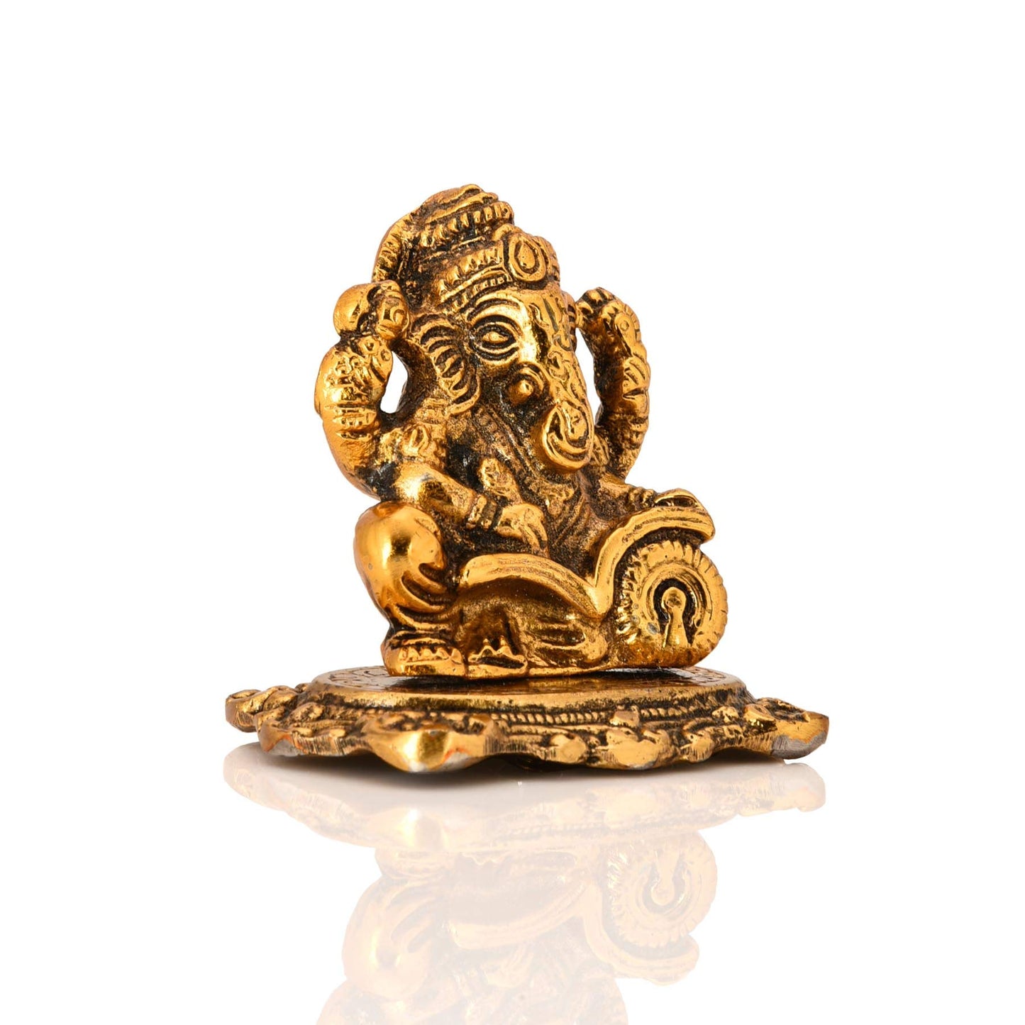 Collectible India Aluminium Ganpati Sitting Idol, 3'' x 2.5'' x 2'', Go- image 6
